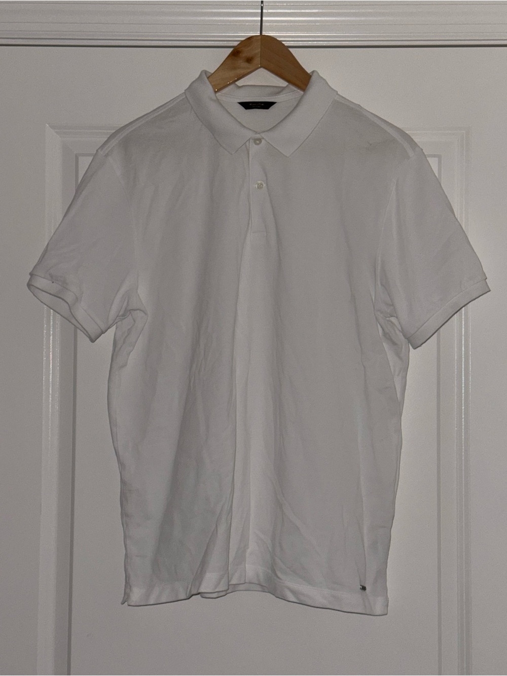 Massimo Dutti Mens Large Polo White 100% Italian Cotton Short Sleeve Shirt